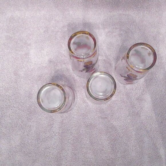 1950s Vtg Hazel Atlas Hunting Pheasant Glasses Highball Drinking Set Of 4 MCM - Picture 8 of 12